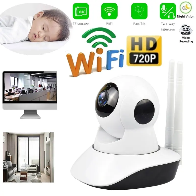 

720P HD Wireless WiFi Camera Multifunctional Video Recorder Wifi IP Camera Office Infrared HD Wifi Camera