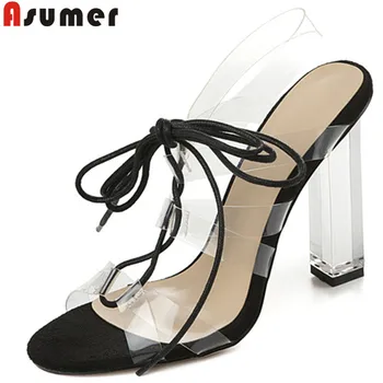 

ASUMER 2019 summer sandals women elegant prom ladies shoes lace up gladiator sandals women classic high heels shoes women