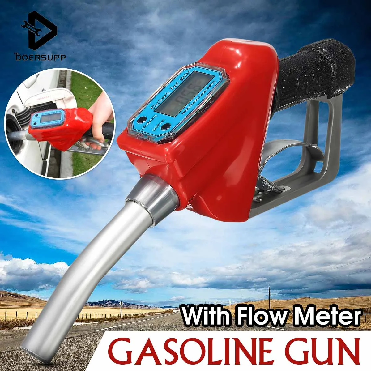 

Doersupp Gas Flow Meter Sensor Flowmeter Indicator Counter Fuel Gauge Oil Delivery Gun Nozzle Gasoline Station Oil Refueling Gun