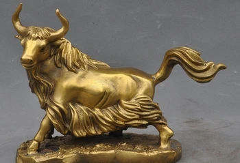 

8" Lucky Chinese Fengshui brass Copper Zodiac Animal Sheep Goats Statue Figurine