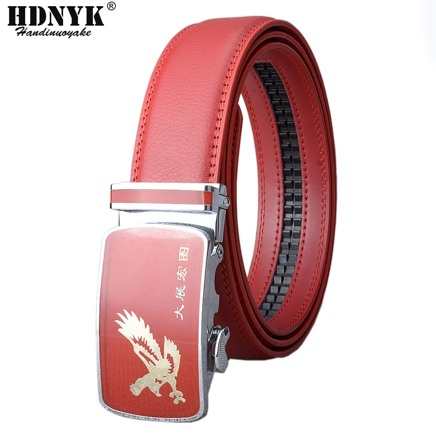 

Mens Luxury Brand Belt Business Belts Fly Eagle Automatic Buckle Genuine Leather Belt Men Accessories Casual Waist Belt New