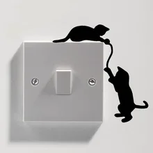 Interruptor extraíble Divertido Gato Negro Etiqueta de La Pared Calcomanía de Vinilo Casa BRICOLAJE decoración del Hogar Calcomanías Arte de La Pared De Papel Mural Envío libre Y-64