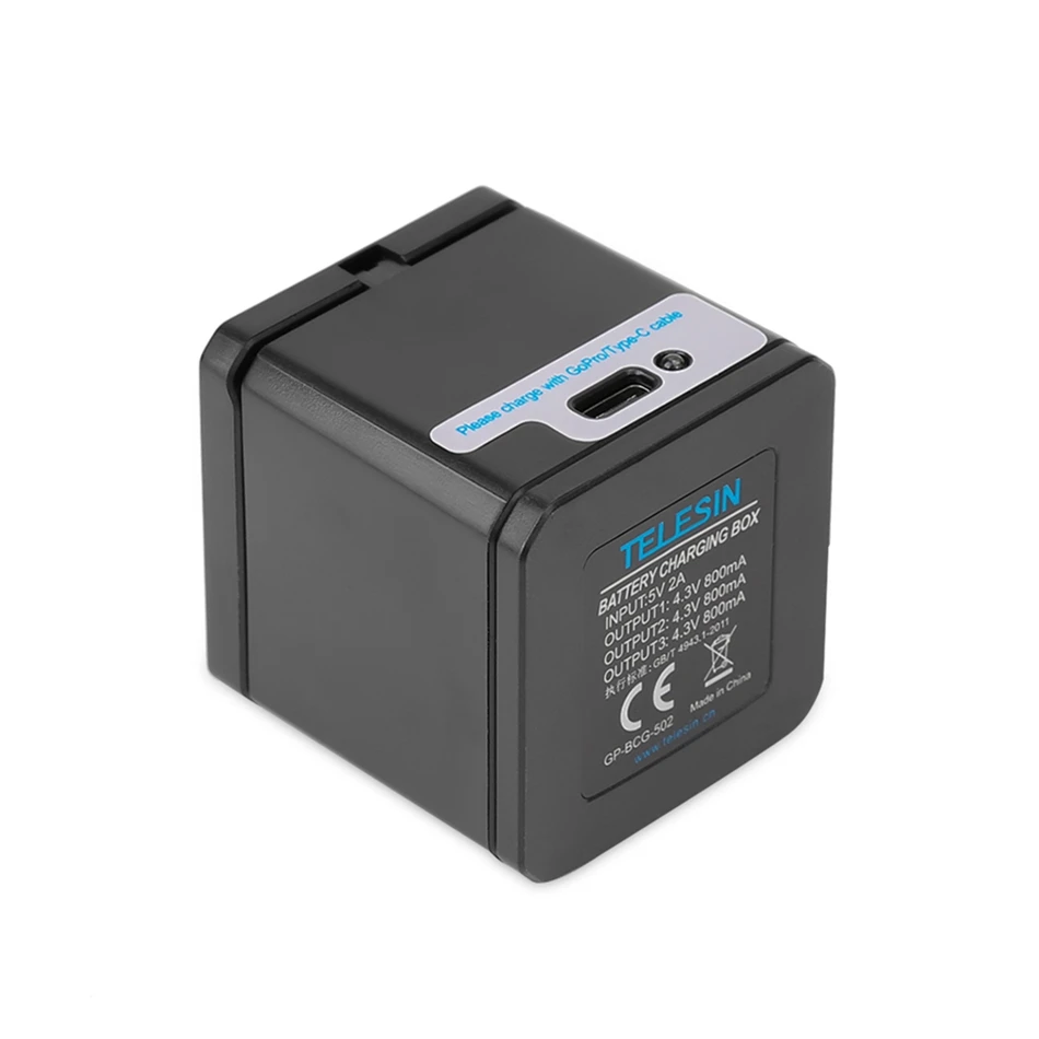TELESIN 3-канальный зарядное устройство 3 порта type-C кабель для GoPro Hero 5 6 7 коробка для хранения для Action S порт аксессуары для камеры