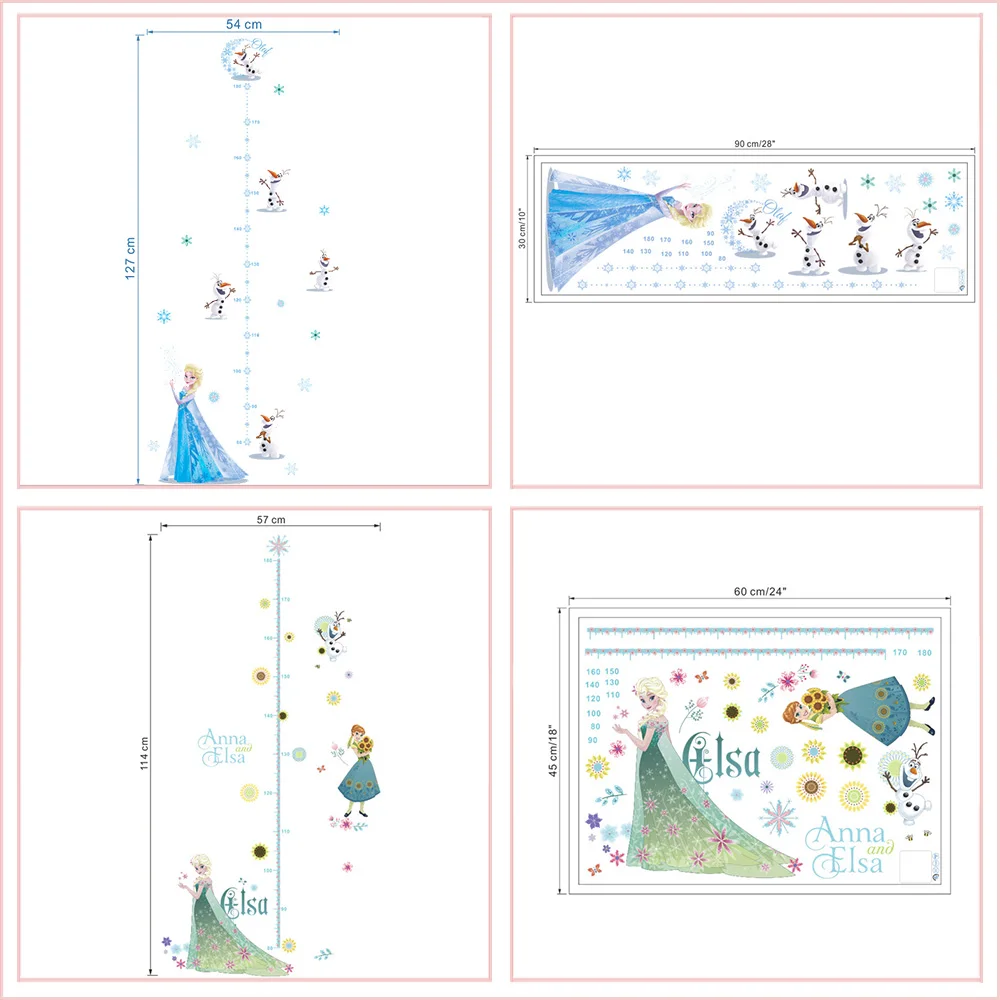 Настенные наклейки для девочек с изображением принцесс Эльзы и Анны, украшения для дома, поделки из мультфильма, художественные постеры с аниме, детские наклейки