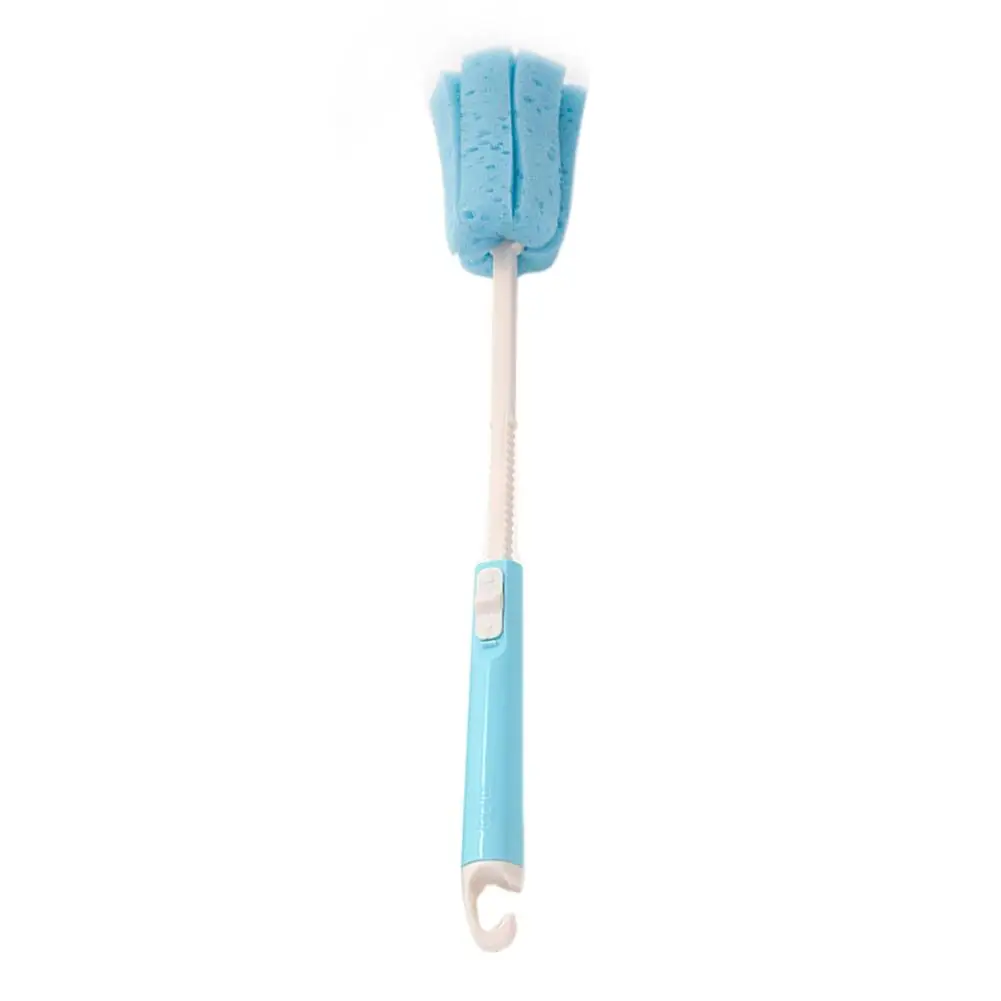 Детская Выдвижная губка с длинной ручкой, щетка для чистки, щетка для мытья бутылочек, чистящие принадлежности, щетка для мытья посуды - Цвет: Blue