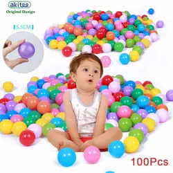100 шт. красочные шарики мягкие Пластик 5.5 см океан шары Забавный Детские Малыш Плавание боксе игрушки Крытый маленьких Игровые Мячи