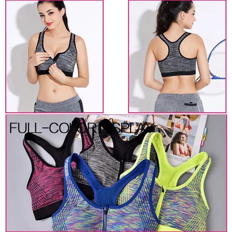 Противоударный Спортивный бюстгальтер на молнии Для женщин Фитнес спортивный прочный бюстгальтер йога, бег, спорт, нижнее белье Новинка