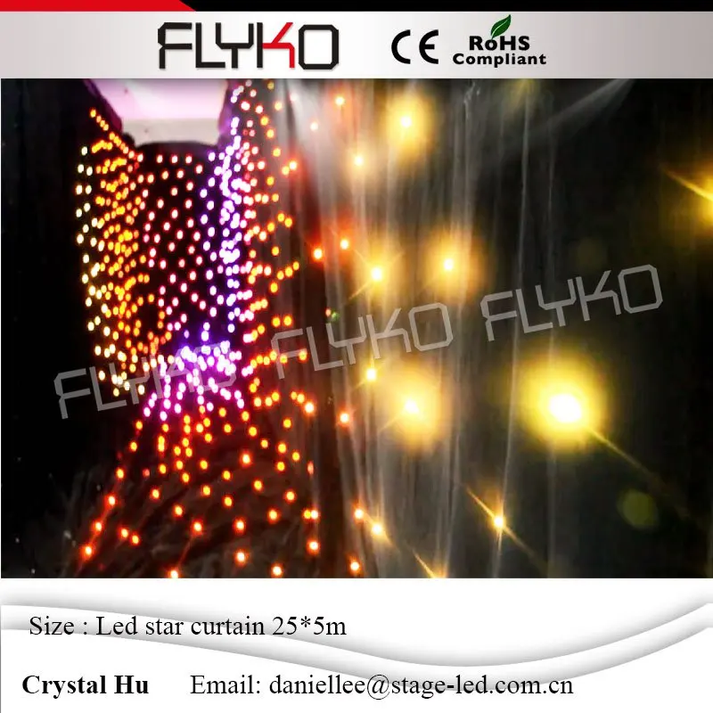 

Stage lighting Led Star Curtain 90V-240V fullcolor,LED Star Cloth Wedding Backdrops 5*25M easy to carry