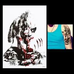 1 шт. сексуальное тело рукав Книги по искусству Временные татуировки Стикеры HB341 код Для женщин Для мужчин волк крови простой рисунок Дизайн