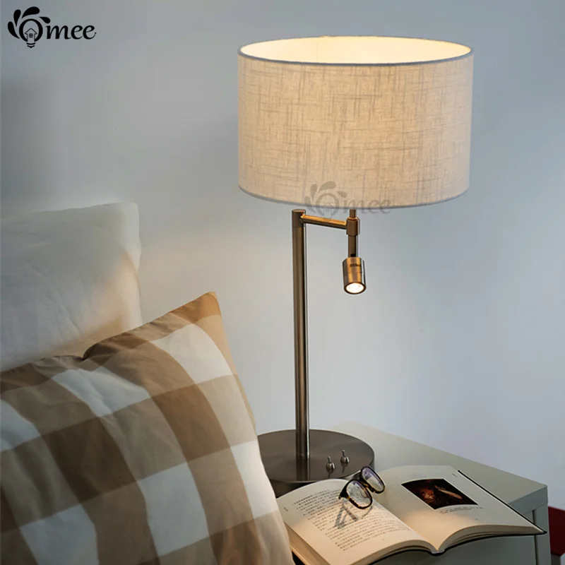 

Modern Read LED Spot Desk Lamps For Bedroom Switch Fabric shade Linen Cover Decoration Study Table Light Bedside Desk Lighting