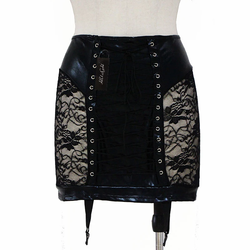 Женская мини юбка W850475 из искусственной кожи с цветочным принтом|leather mini skirt|faux