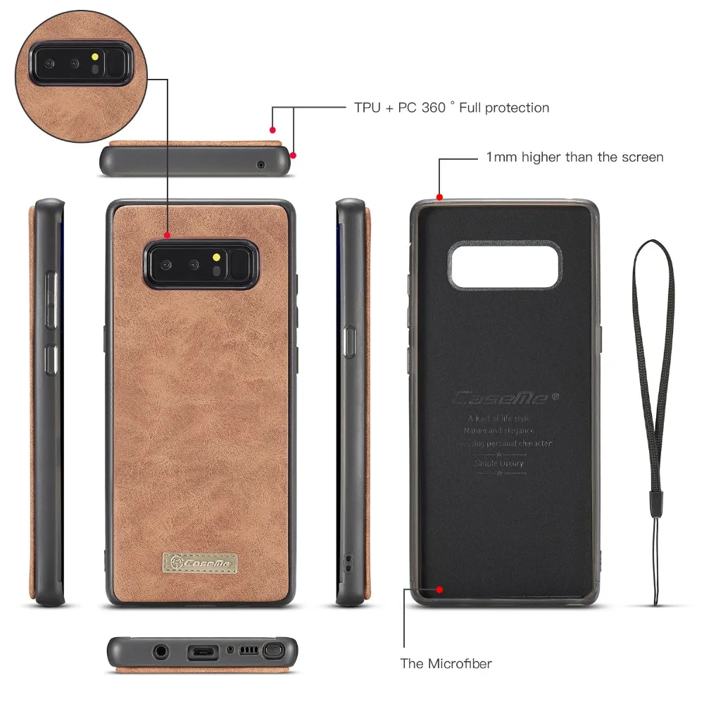 For Funda Samsung Galaxy Note 8 Case Flip Zipper Genuine Cowhide Leather Wallet Phone Cases Cover For Samsung Note 9 S10 Note 8