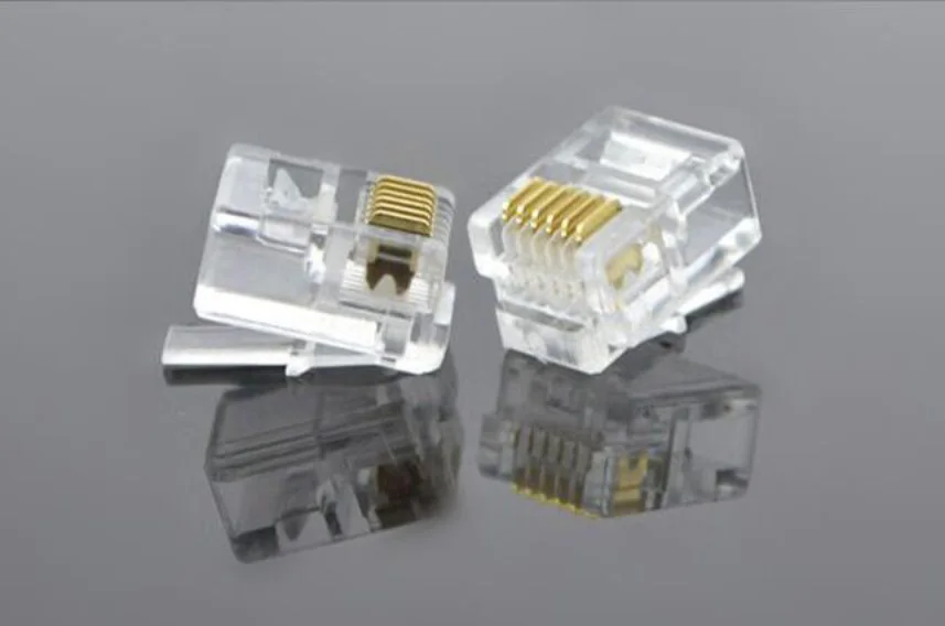 

100PCS GONGFENG New selling Phone copper RJ11 Six core Crystal Head 6P6C Telephone Line Connector Special Wholesal to Russia