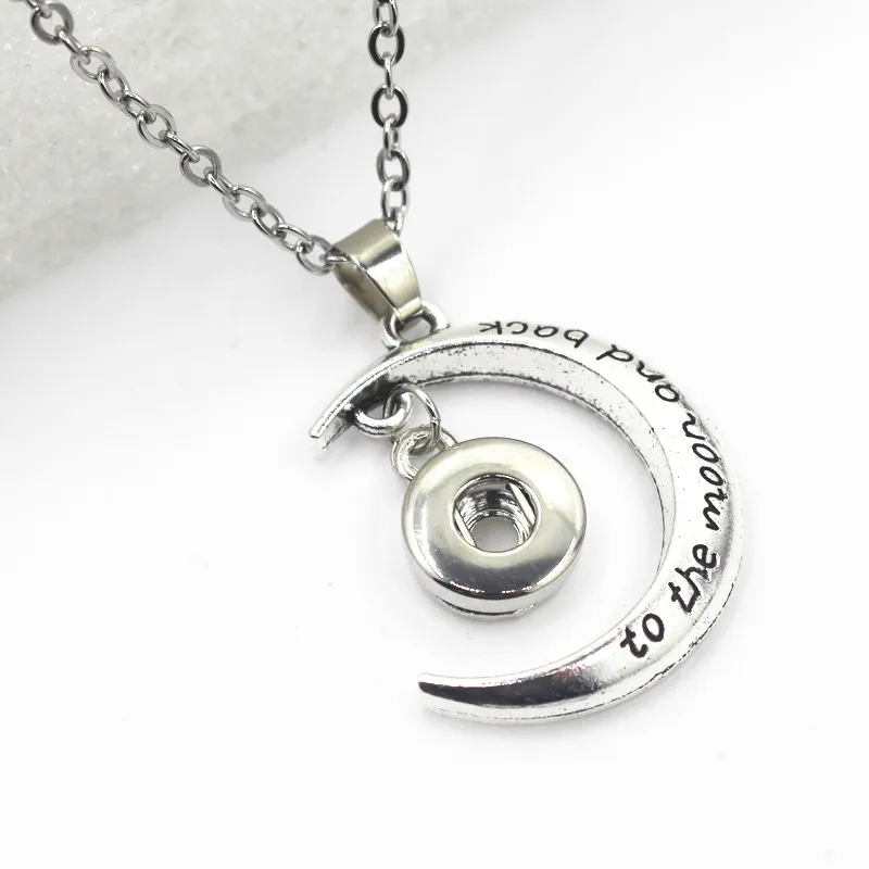 

12mm Snap Button Necklace to the moon and back Snap Pendant Buttons Snap Necklace Jewelry With Necklace Chain 50cm