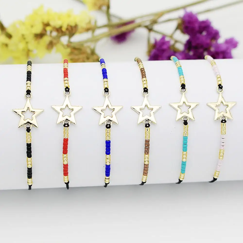 

Alloy Star Charm Lady Bracelet Child Lucky Friendship Blessing Rope Couple Jewelry Gift Slipknot Adjustable Men