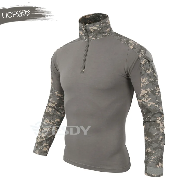 HAN WILD, мужские походные рубашки, уличная походная футболка, Военная тактическая рубашка, Мужская камуфляжная рубашка для стрельбы, охоты размера плюс - Цвет: ACU