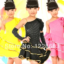 Детская Одежда для танцев для маленьких девочек латинская Одежда для танцев неравномерное платье для танцев, танцевальное костюмы