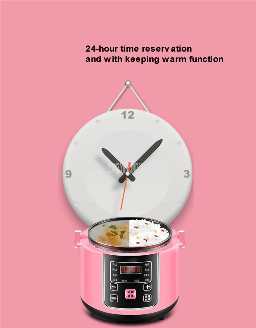2L Mini Intelligent Electric Rice Cooker Non-stick Inner Tank 2-4 Person Household Soup Congee Rice Cooking Machine 220V Y-MFB6