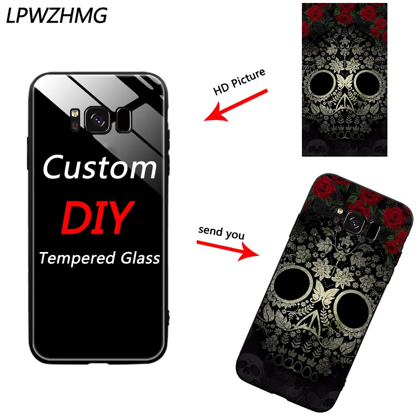 LPWZHMG Custom DIY Print Photo Logo Tempered Glass Phone Case For Samsung S8 Pus S7edge S9 Note 8 9 A6Plus Customized Back Cover |