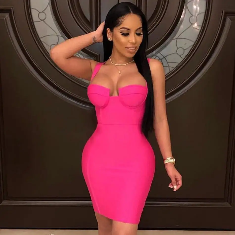 

Seamyla 2019 New Bandage Dress Women Sexy Bodycon Celebrity Party Dresses Vestidos Sleeveless Mini Night Out Club Summer Dress