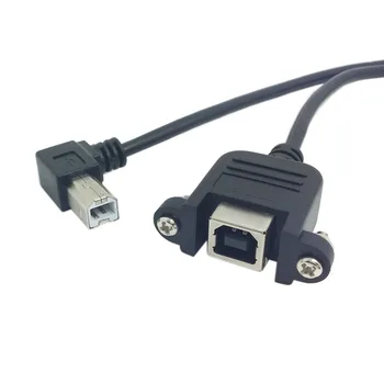 

10pcs/lot Chenyang 1M 0.5M Right Angled USB B Male to Female Extension Cable with Screws for Panel Mount