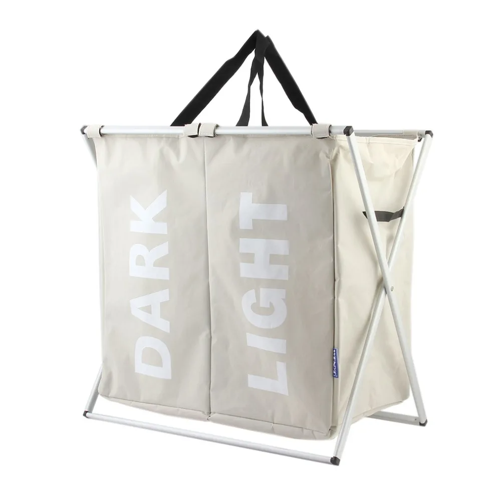 Large 2 Lattice Clothing Laundry Basket Folding Storage Picnic Basket