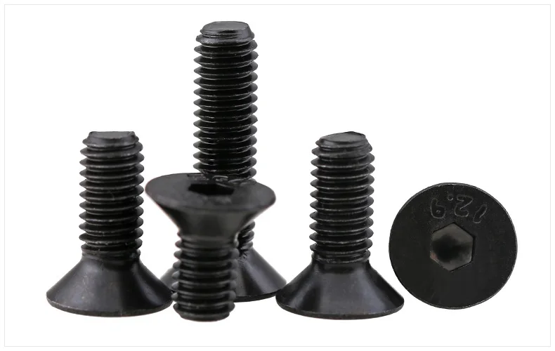 

Free shipping 50PCS DIN7991 M3 M4 M5 series 10.9 Degree M*6/8/10/12-50mm Carbon Steel Flat Countersunk Head Hex Socket Screw