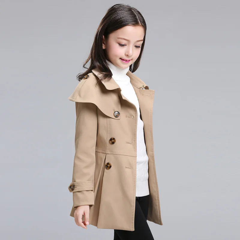 

HSSCZL 2019 new European American high-end Children's clothing long spring autumn girls windbreaker big girl clothes 4-12Y