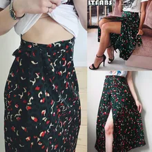 Летние женские повседневные и свободные мягкие и тонкие сексуальные леопардовые юбки до колена Boho плиссированные пляжные праздничные юбки