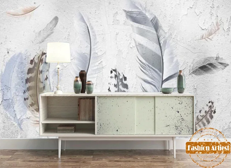 مخصصة 3d ريشة على الحائط خلفيات الطيور ريشة الطائر ناحية اللوحة الجدارية مكتب أريكة نوم غرفة المعيشة مقهى بار مطعم