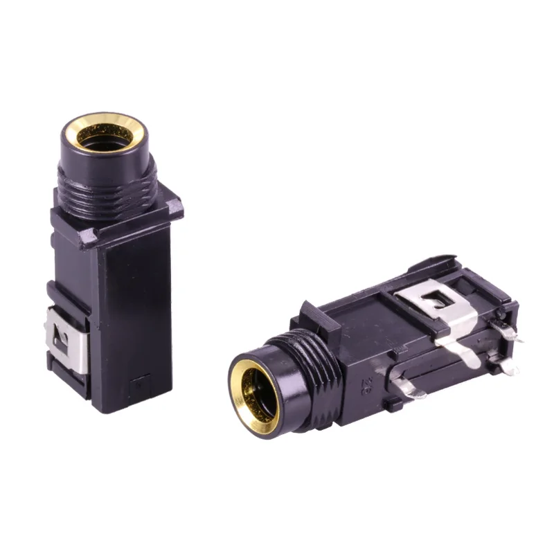 100pcs 6 35mm Jack stereo female socket connector speaker plug jack audio adapter 4pin microphone headphone