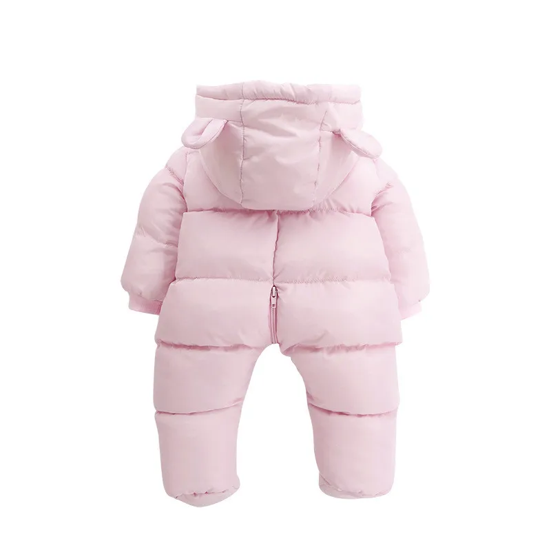 2017 Winter New Baby Girls Cute Pink Clothes Bebe Suitable Footies With Gloves with Hat Kids Cotton Down Zipper Outwear ---06