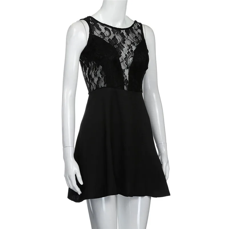 2018 Fashion summer dress women beach dress Casual Backless Prom Cocktail Lace Short party Mini Dress vestido de festa J27#N (9)