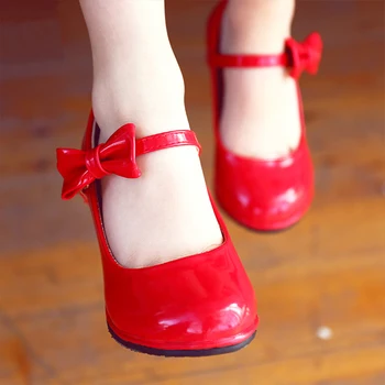 girls red leather shoes