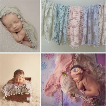 Реквизит для фотосессии новорожденных, стеганое одеяло для малышей, растягивающийся кружевной шарф с кисточками, аксессуары для фотографирования новорожденных 45*45 см