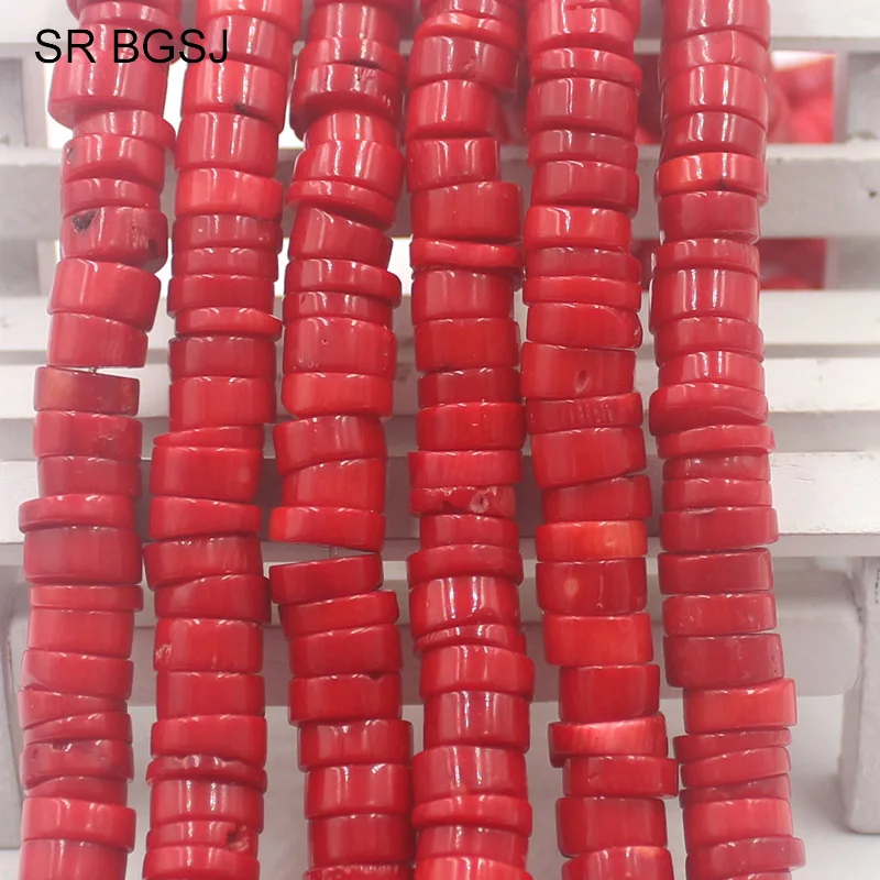 4-5x10-12мм Rondelle Keshi море бамбук красный коралловый разделитель свободные бусины для изготовления бижутерии Strand 15"
