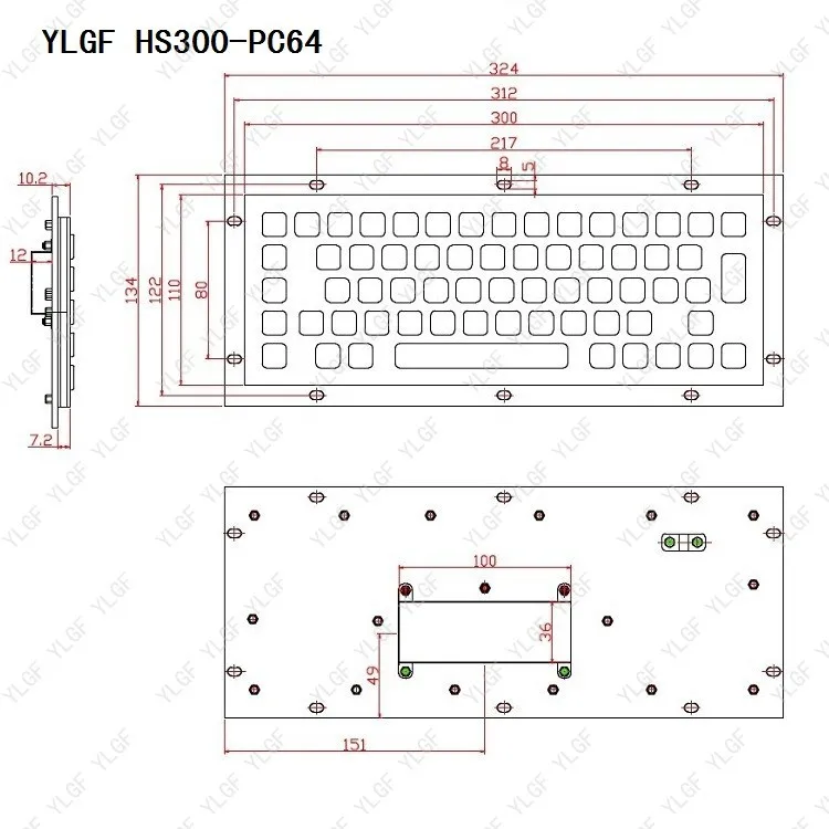 Клавиатура металла Ylgf Usb Интерфейс встроенной клавиатурой Водонепроницаемый Ip65 пыли антивандальный Кольца из нержавейки Нержавеющая сталь