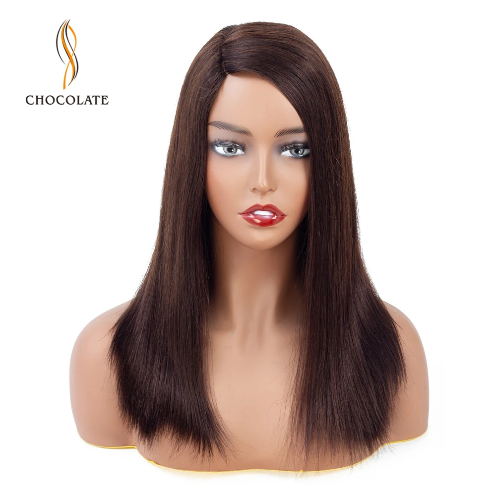

CHOCOLATE Brazilian Wig Straight Lace Closure Wig Lace Front Human Hair Wigs Pre-Plucked Non Remy Handmade Hairline Lace Wig