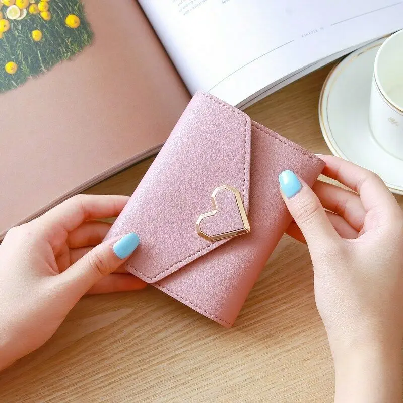 

Mini Women Heart Wallet Card Holder Clutch Coin Purse Leather Handbag Purse