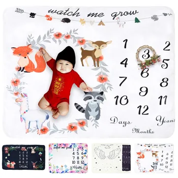 

Puseky Baby Monthly Milestone Blanket Extra Large Letter Background Blanket Thick Velvet Swaddle Backdrop Photography Prop Wrap