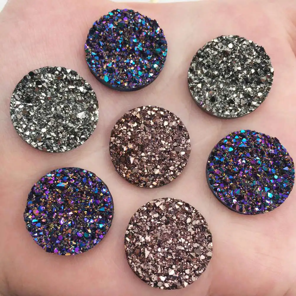 

AB Resin 20mm round Ore Irregularity Surface Flat back rhinestone Beads 20pcs applique DIY Wedding half beads ornaments PW43*2