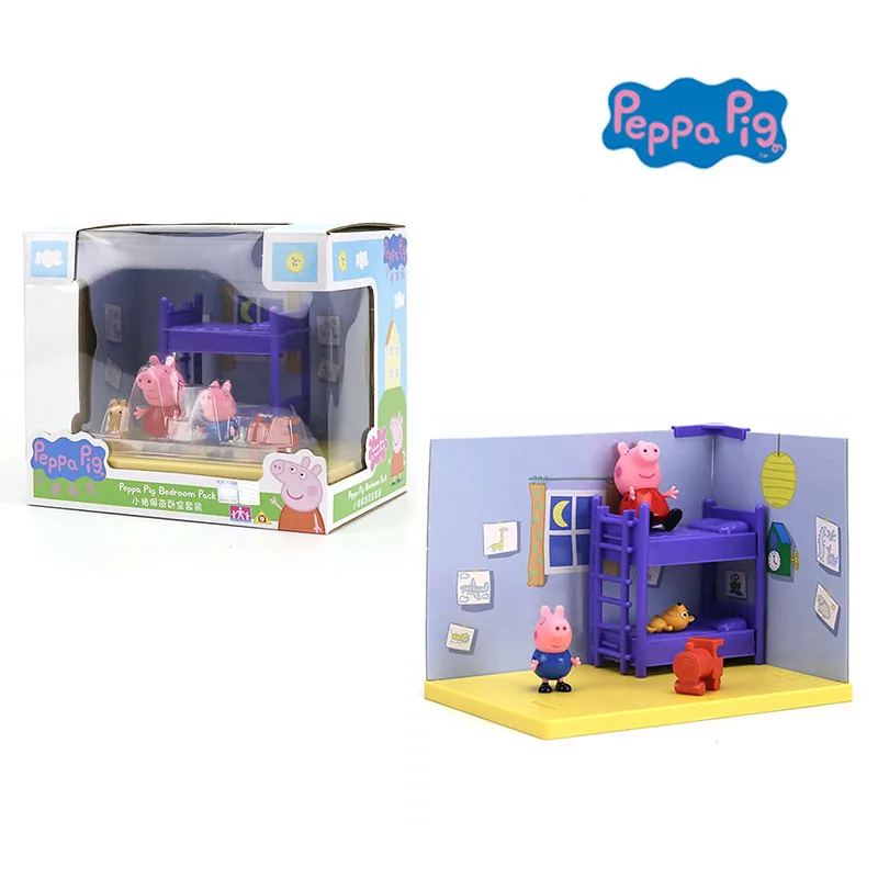 Us 11 99 25 Off Genuine Peppa Pig Bedroom Pack With George Teddy Bear Action Figure Kids Toy Children S Birthday Gift In