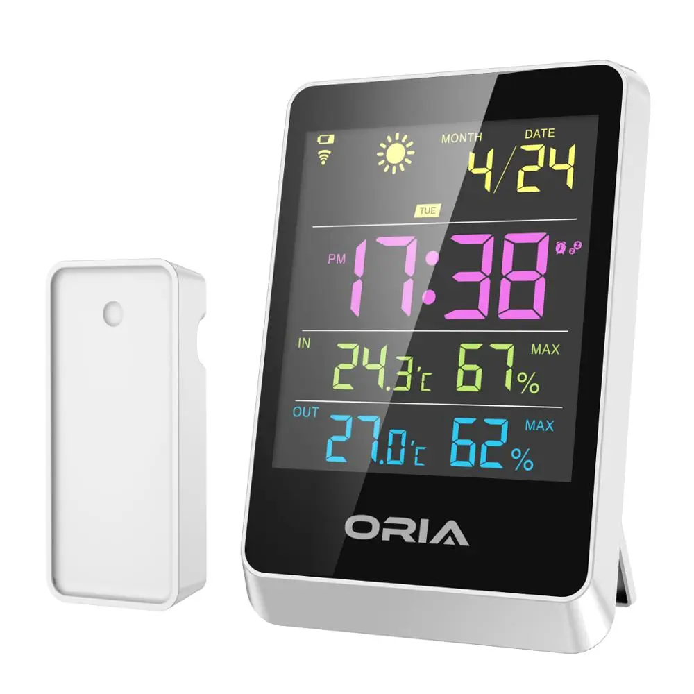 

ORIA LCD Digital Thermometer Humidity Temperature Thermometer Colour Outdoor Indoor Wireless Thermometer Remote Sensor