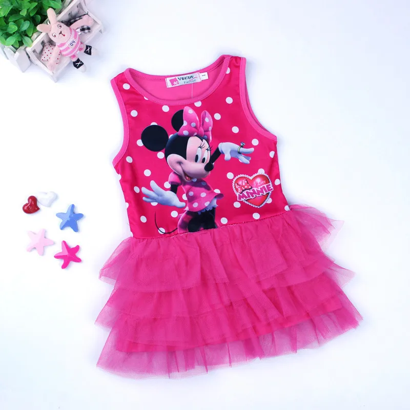 Child Kids Girls Cartoon Polka Dot Bowknot Summer Birthday Sleeveless Vest Dress