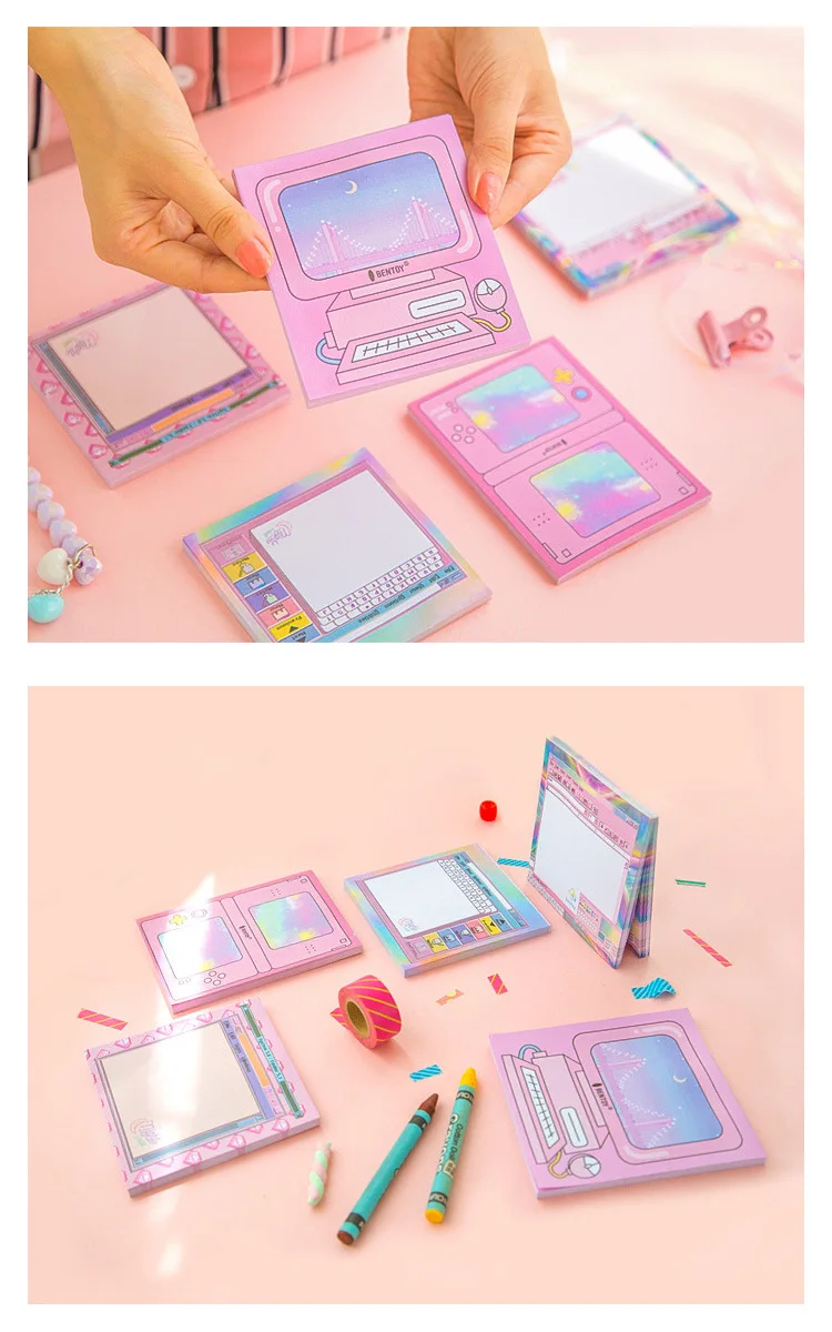 Cute Computer Game Memo Pad Self-adhesive Planner Stickers Kawaii Paper Sticky Notes Notepad School Office Stationery Supplies