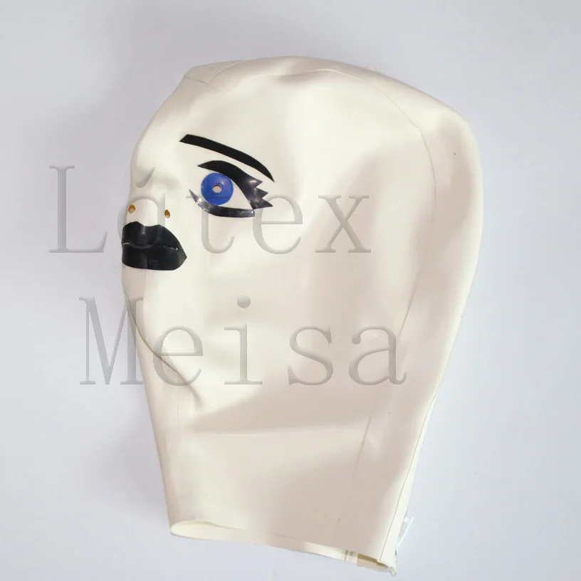 Cartoon design latex mask bdsm open nostrils with back zip for women | Тематическая одежда и униформа