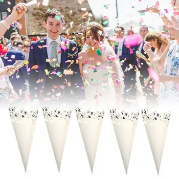 

50pcs DIY Laser Cut Hollow Butterfly Laying Petal Candy Wedding Party Favors Confetti Cones Paper Decoration Supplies Gift