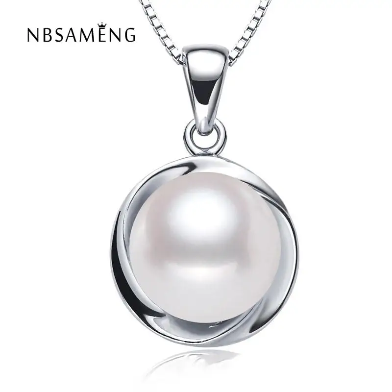 

New Pearl Pendants 925 Sterling Silver With 9-10mm Genuine Freshwater Pearl For Pendant Necklaces Women Jewelry