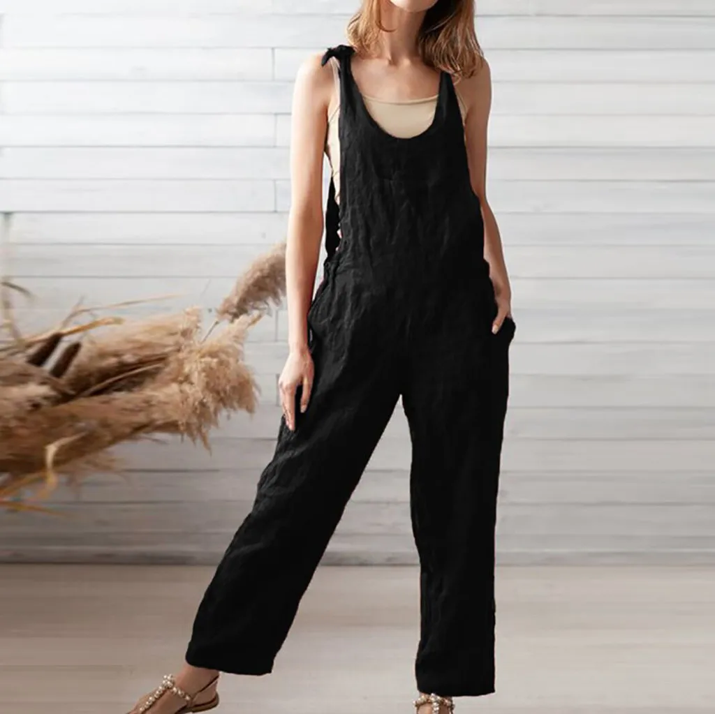 

Womail Fashion Overalls For Women Summer Jumpsuit Sleeveless Bandage Loose Long Playsuit Party Rompers Casual Jumpsuit Jun21