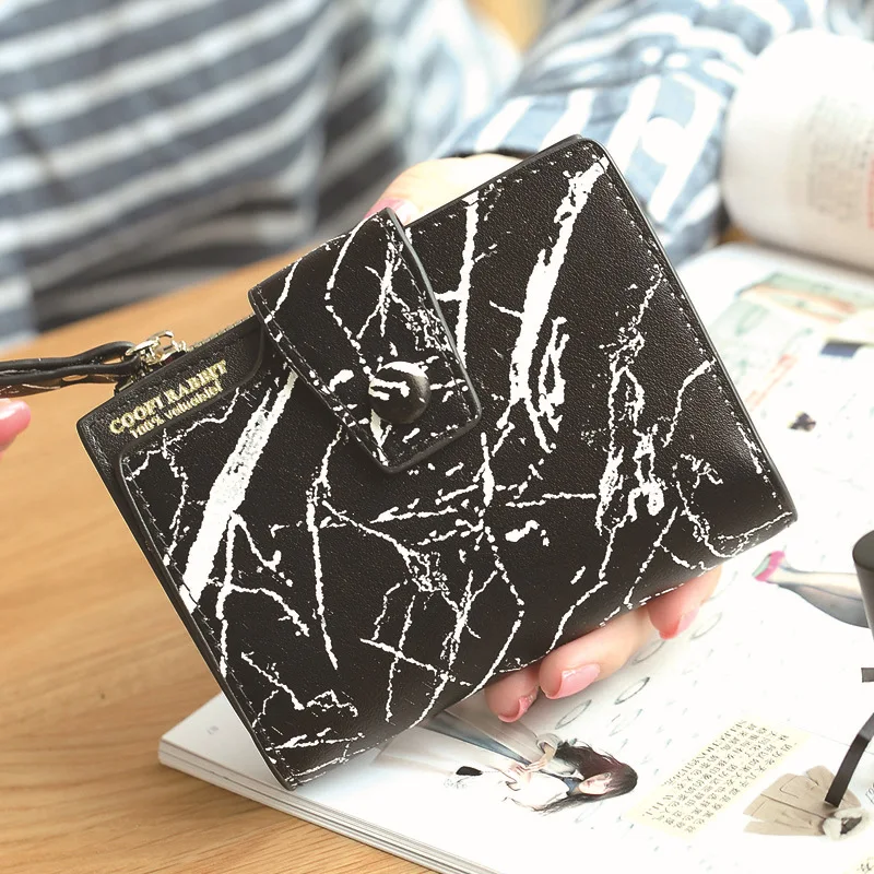 

CITY LIGHT New Black and white pattern women wallet short design ladies wallet purse students fresh coin purse card holder